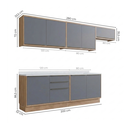 Ver imagem 4 de Cozinha Completa Modulada 5 Peças com 2 Balcões 3 Armários Aéreos em MDF Viena Freijó/Grafite Cinza