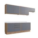 Ver imagem 3 de Cozinha Completa Modulada 5 Peças com 2 Balcões 3 Armários Aéreos em MDF Viena Freijó/Grafite Cinza