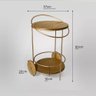 Carrinho Bar Adega Agnes Redondo Estilo Industrial Metal Dourado - 2