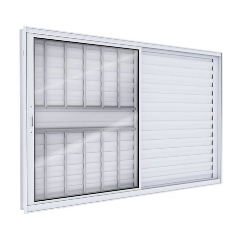 Janela Veneziana de Aluminio de Correr Lateral com Grade 100x150cm Lucasa Ideale Branco