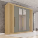 Ver imagem 1 de Guarda-Roupa Casal com Espelho 100% MDF 6 Portas 6 Gavetas Granada Premium Cinza/Jequitibá/Granizo