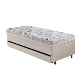 Bicama Box Baú Solteiro 88x188 Corino Linho com Colchão de Espuma Ecoline D20 Ecoflex - 10