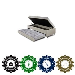 Bicama Box Baú Solteiro 88x188 Corino Linho com Colchão de Espuma Ecoline D20 Ecoflex - 6