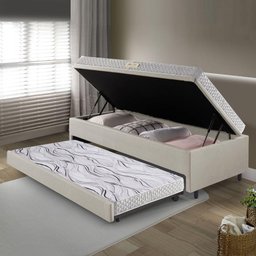 Bicama Box Baú Solteiro 88x188 Corino Linho com Colchão de Espuma Ecoline D20 Ecoflex - 3
