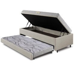 Bicama Box Baú Solteiro 88x188 Corino Linho com Colchão de Espuma Ecoline D20 Ecoflex - 4
