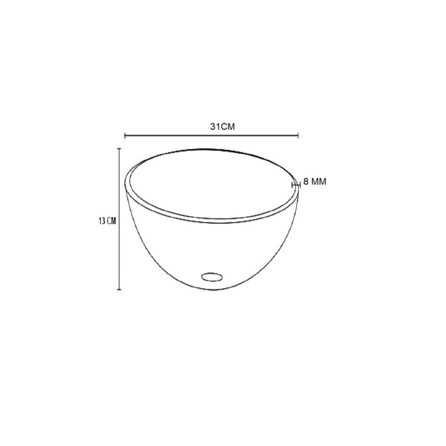 Cuba de Vidro para Banheiro Redonda 31cm - 3