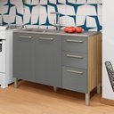 Ver imagem 2 de Balcão de Cozinha para Pia 120 Cm Mad Versalhes 3 Portas 2 Gavetas Freijó/gris - Kits Paraná