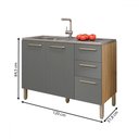 Ver imagem 4 de Balcão de Cozinha para Pia 120 Cm Mad Versalhes 3 Portas 2 Gavetas Freijó/gris - Kits Paraná