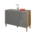 Ver imagem 1 de Balcão de Cozinha para Pia 120 Cm Mad Versalhes 3 Portas 2 Gavetas Freijó/gris - Kits Paraná