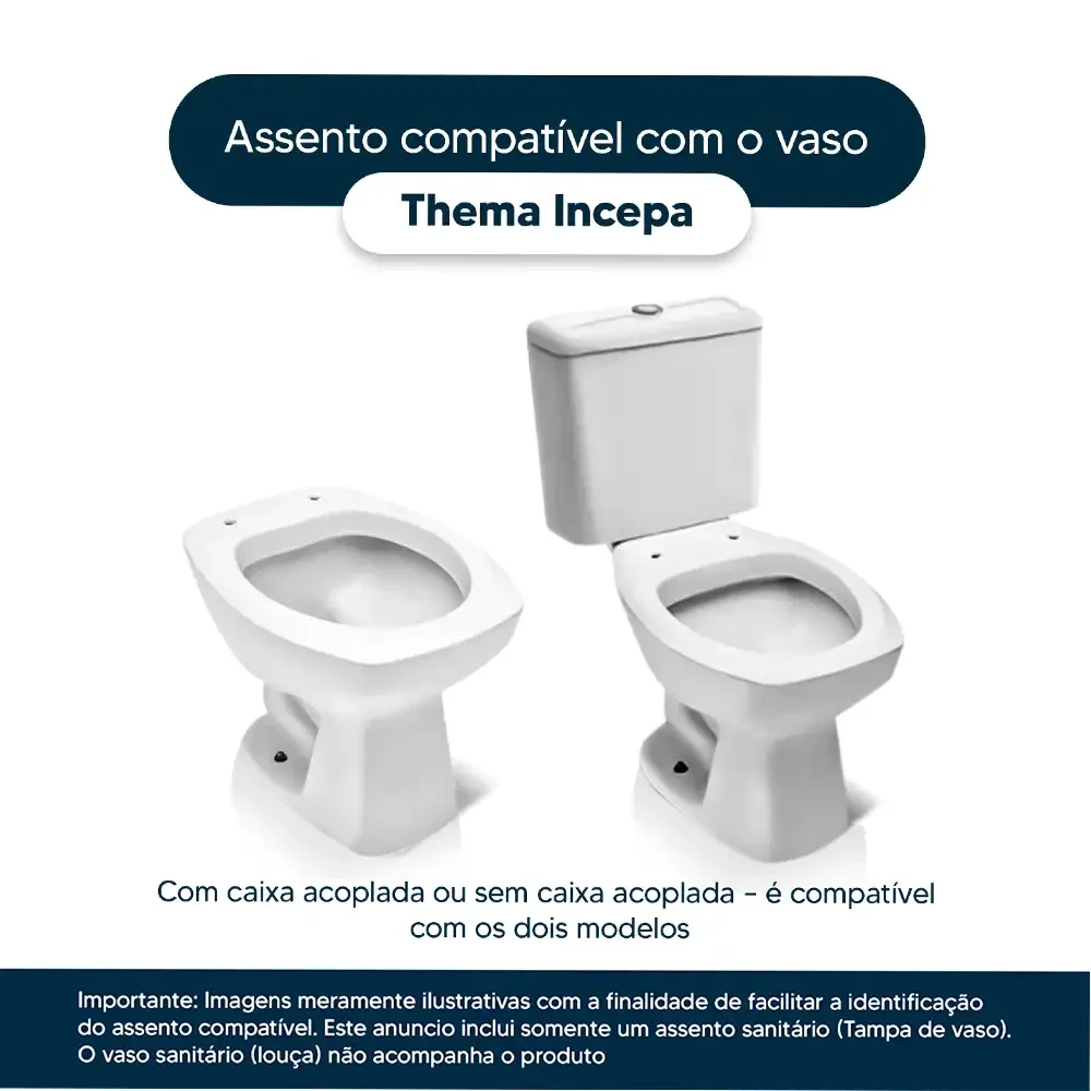 Tampa de Vaso em MDF Thema Branco para bacia Incepa - 4