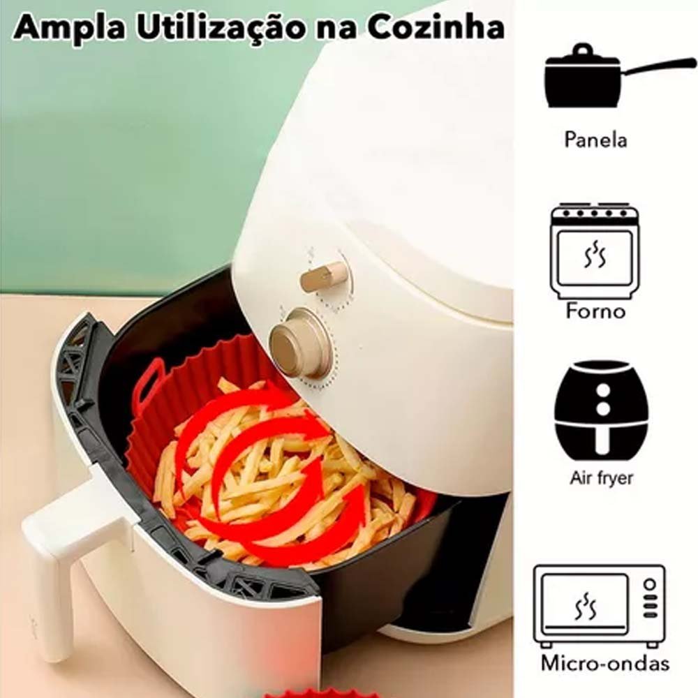 KIT 6 TAMANHO FORMA ANTIADERENTE EM SILICONE REUTILIZÁVEL AIR FRYER - 2