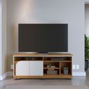 Ver imagem 3 de Bancada Tv de 65'' 2 Portas Ewa e Rodízio 150cm Freijó/off White C04 - D’Rossi