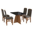 Ver imagem 2 de Mesa para Sala de Jantar 120x90cm com Vidro Lapidado Marrom/Canela/Preto