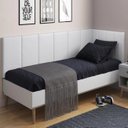 Ver imagem 1 de Conjunto de Cabeceira para Cama de Solteiro - Corino Branco