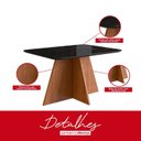 Ver imagem 6 de Conjunto Sala de Jantar Mesa 90x120cm Tampo de Vidro com 4 Cadeiras Madeira Maciça Marrom/Cenela/Preto/Cinza