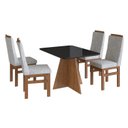Ver imagem 2 de Conjunto Sala de Jantar Mesa 90x120cm Tampo de Vidro com 4 Cadeiras Madeira Maciça Marrom/Cenela/Preto/Cinza