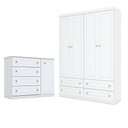 Ver imagem 1 de Cômoda e Guarda Roupa Infantil Mississipi 4 Portas Branco - Henn