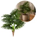Ver imagem 1 de Planta Imbé Artificial Permanente 90cm com Tronco e 7 Folhas Verdes Decorativas