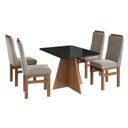Ver imagem 2 de Conjunto Sala de Jantar Mesa 90x120cm Tampo de Vidro com 4 Cadeiras Madeira Maciça Bege/Cenela/Preto/Creme