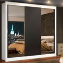Ver imagem 1 de Guarda-Roupa Casal Madesa Mônaco 3 Portas de Correr com Espelhos Branco/Preto Cor:Branco/Preto