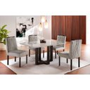 Ver imagem 1 de Conjunto Sala de Jantar 4 Lugares Mesa e Cadeiras Veludo Requinte Madeira Maciça