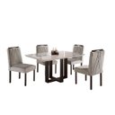 Ver imagem 2 de Conjunto Sala de Jantar 4 Lugares Mesa e Cadeiras Veludo Requinte Madeira Maciça