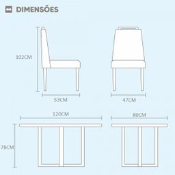 Conjunto Sala de Jantar 4 Lugares Mesa e Cadeiras Veludo Requinte Madeira Maciça - 6