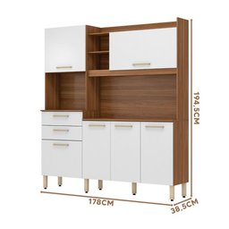 Armário de Cozinha 6 Portas 2 Gavetas Select Demobile Amêndoa/Branco - 4