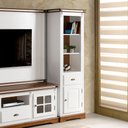 Ver imagem 2 de Torre Manchester 01 Porta 01 Gaveta 02 Prateleiras 2035 Linz Móveis - Branco/imbuia Glazer