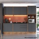 Ver imagem 1 de Cozinha Completa Modulada 5 Peças 11 Portas Viena Cinza/Freijó/Grafite
