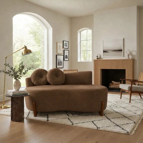 Namoradeira Lounge Decorativa 150cm Sala Linho:marrom/liso