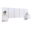 Ver imagem 2 de Cabeceira para Cama Casal com 2 Mesas de Cabeceira Suspensas Cor:branco