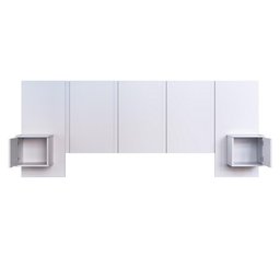 Cabeceira para Cama Casal com 2 Mesas de Cabeceira Suspensas Cor:branco - 3