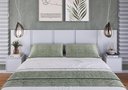 Ver imagem 1 de Cabeceira para Cama Casal com 2 Mesas de Cabeceira Suspensas Cor:branco