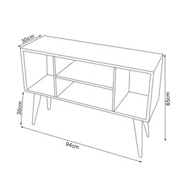Rack Retro Pés Palito para Tv Paris com 4 Nichos - Preto - 4