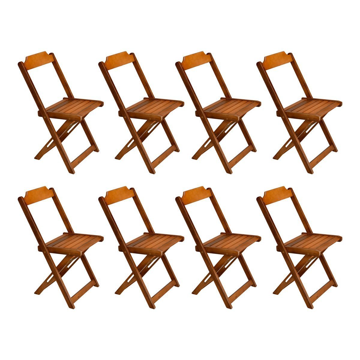 Kit com 8 Cadeiras Dobrável em Madeira Maciça - Mel - 1