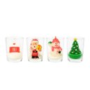 Ver imagem 4 de Conjunto 4 Mini Velas Natalinas Decorativas 3d com Castiçal Vidro Papai Noel, Boneco de Neve, Pinhei