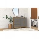 Ver imagem 4 de Cômoda Zenit 2 Portas 5 Gavetas MDP Puxadores MDF Nature Cinza Vila Rica