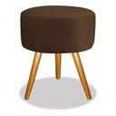 Ver imagem 2 de Puff Banqueta Retro Redondo Suede Luxo Decora-marrom
