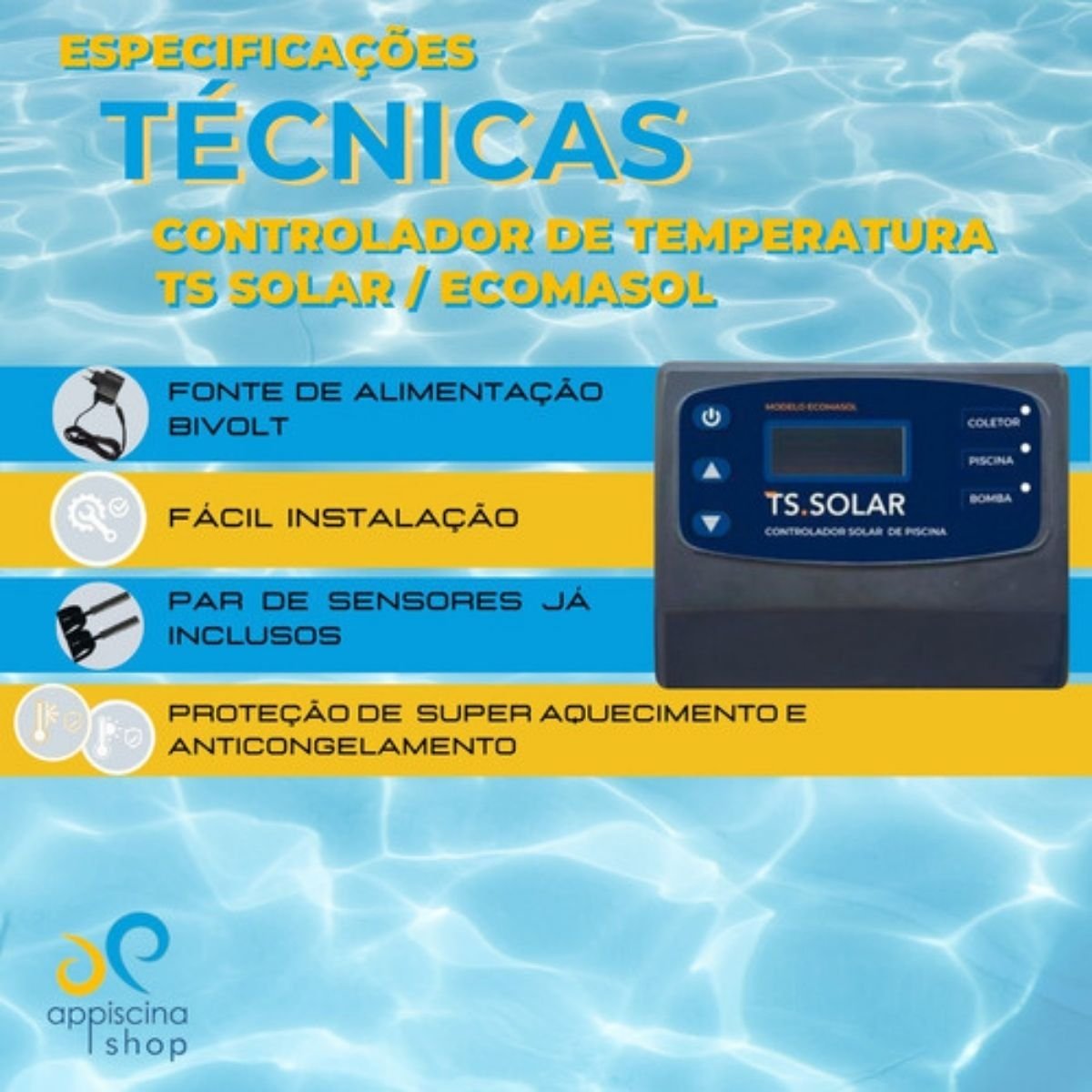 KIT AQUECIMENTO SOLAR PISCINA 11 PLACAS 3MT+ CONTROL+ VALVS - 3