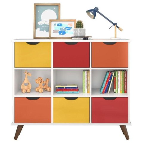 Nicho Organizador Retrô 6 Gavetas Branco Colors - Qmovi