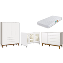 Ver imagem 2 de Quarto de Bebê Berço Evolution + Guarda Roupa 4P + Cômoda Sp Elfe Branco com Colchão