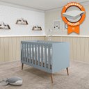 Ver imagem 1 de Berço Mini Cama Móveis Estrela Ternura - Azul Wood + Colchão Baby Light Ortobom