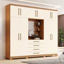 Ver imagem 1 de Guarda-roupa Casal 10 Portas com Espelho 4 Gavetas Viena