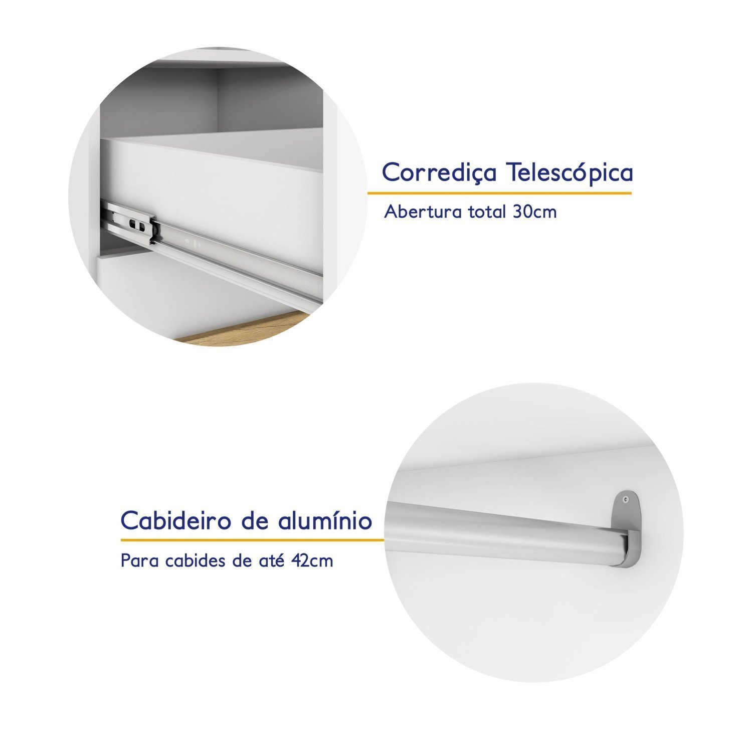 Módulo Closet Smart Aéreo com Criado 2 Gavetas com Maleiro - 4