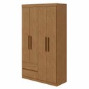 Ver imagem 1 de Guarda-Roupa solteiro 4 portas 2 gavetas Zeus - Lopas - Amendoa Clean