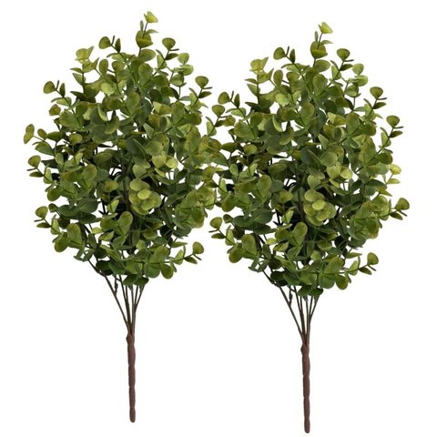 Kit 2 Buquês de Eucalipto Artificial 40cm com 6 Hastes – Folhagem Decorativa Realista