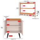 Ver imagem 7 de Kit Aparador Buffet Retrô Armário Suspenso Prateleiras Ganchos Cozinha Pequena -off White/cinamomo