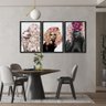 Kit 3 Quadros Decorativos 30x45 Mulheres Rosto Flores Rosas Arte na Arte Moldura Preta - 7