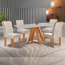 Ver imagem 1 de Mesa Kyra 120CMX90CM 4 Cadeiras Arizona Tampo Smart Plus Vidro Off White